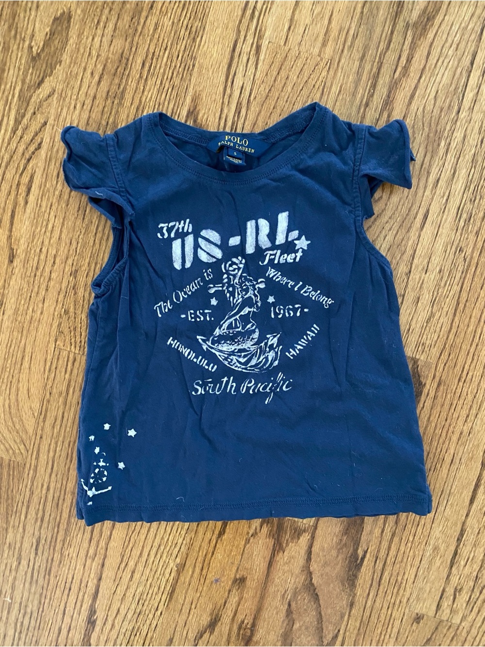 Polo by Ralph Lauren Girls' Navy Nautical Graphic Tee Top 5